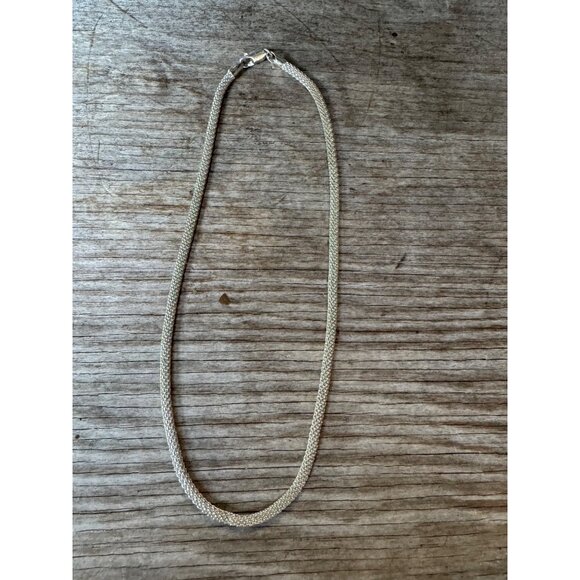 Vintage Italian Sterling Silver Mesh Chain Necklace 17" Lobster Clasp 15.9g - Picture 9 of 9